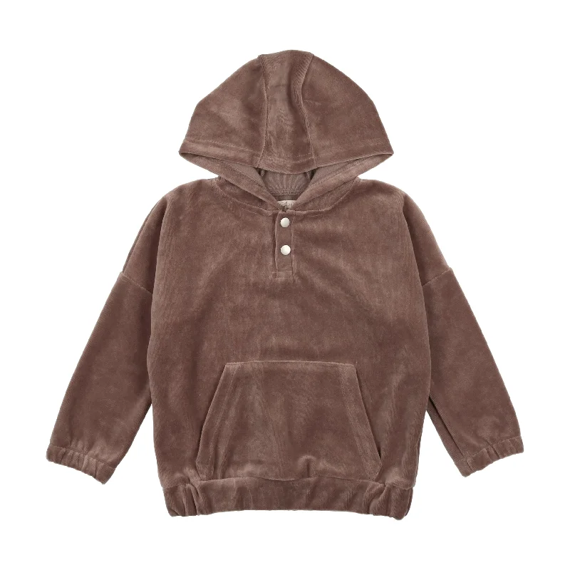 Analogie Velour Hooded Sweatshirt - Taupe