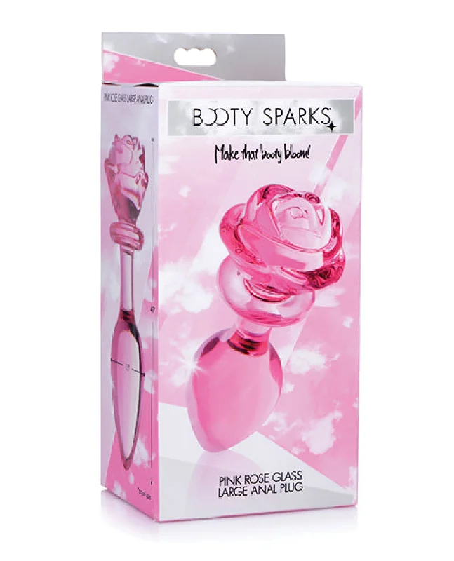 Booty Sparks Pink Rose Glass Anal Plug