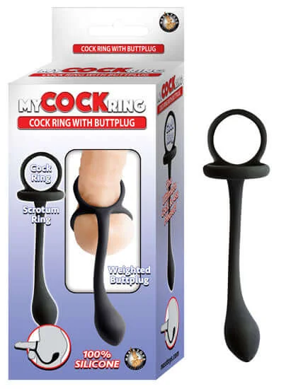 My Cockring Cock Ring with Butt Plug: Dual Pleasure Delight in Black