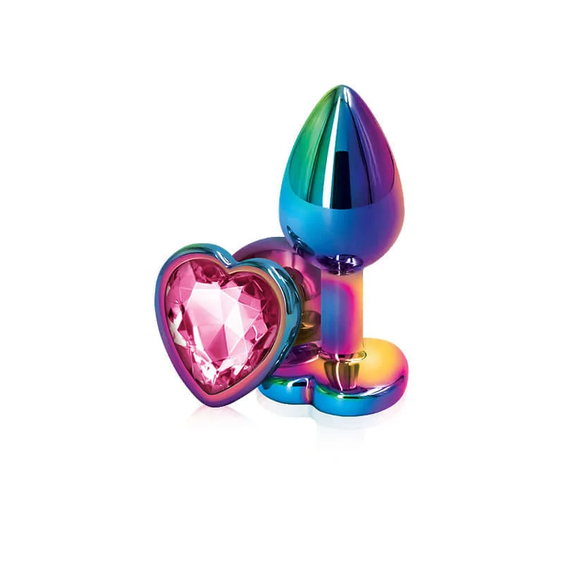 NS Novelties Rear Assets: Multicolor Heart Small Pink Butt Plug