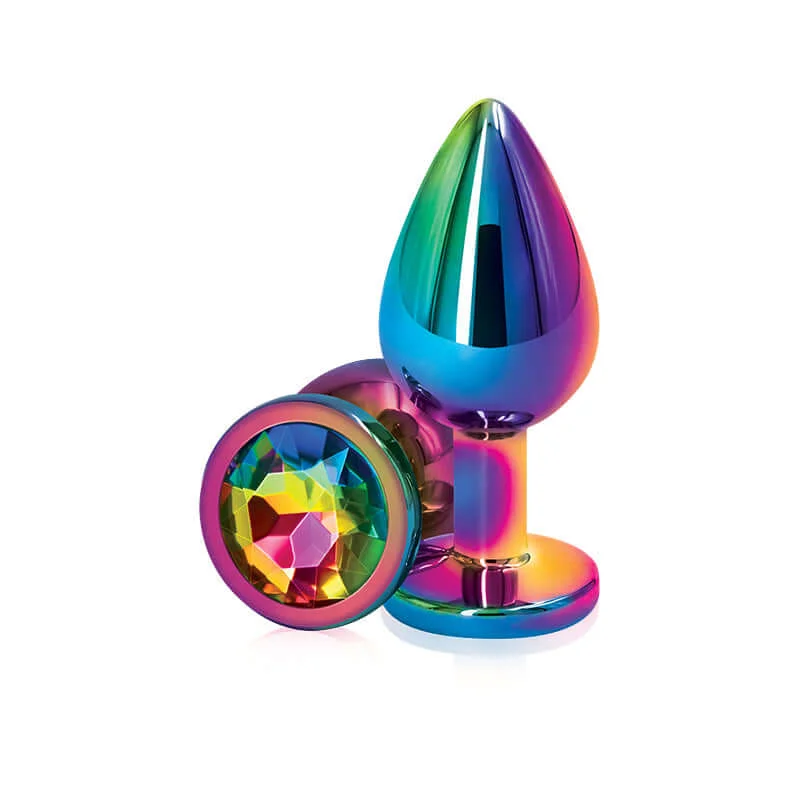 Rear Assets Multicolor Medium Rainbow Butt Plug - Visual and Sensual Excitement from NS Novelties