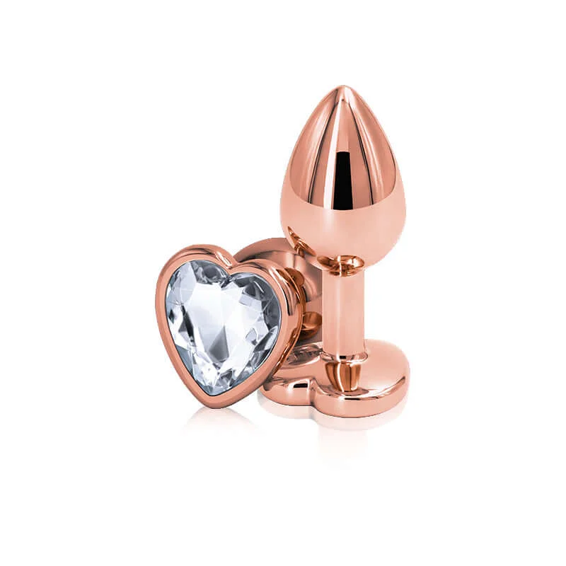 Rear Assets Rose Gold Heart Small Clear Butt Plug: A Sensual Blend of Elegance and Pleasure!