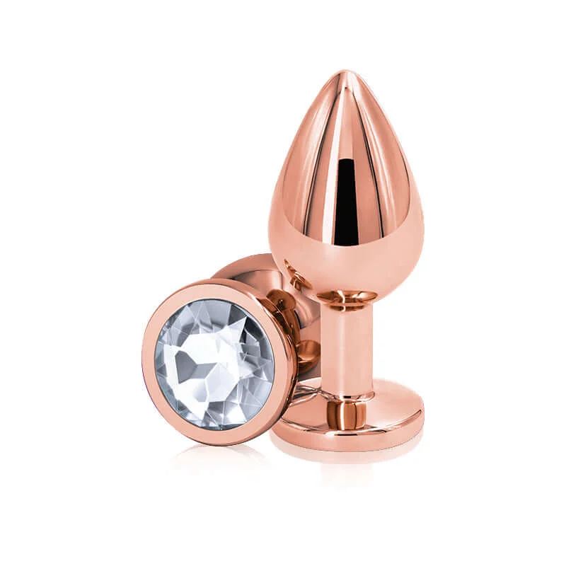 Rear Assets Rose Gold Medium Clear Butt Plug