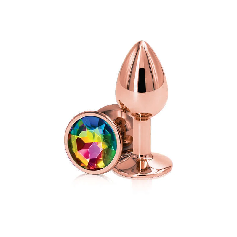 Rear Assets Rose Gold Small Rainbow Butt Plug